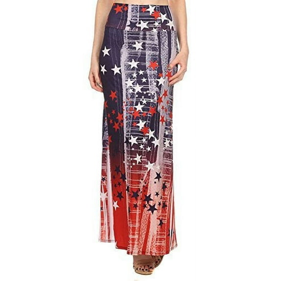 American Flag Patriotic Gradient Stars Womens Maxi Skirt