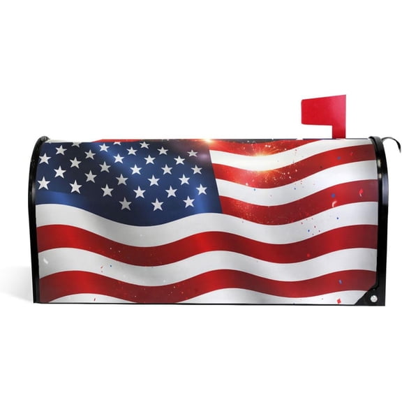 American Flag Patriotic Mailbox Cover Magnetic Independence Day 4th of July Mailbox Cover MailWraps Garden Yard Home Decor Standard Size-18"x 20.8"