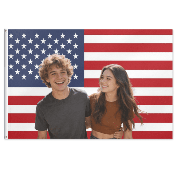 American Flag Patriotic Outdoor Decoration with Floral Accents, 36x60 Inch Floral Yard Outdoor Flag House Holiday Outside Decoration
