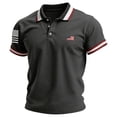 thumbnail image 1 of American Flag Patriotic Polo Shirts for Men Us 250th Anniversary 4th Of July Golf Shirts Short Sleeve Freedom Usa Flag Polo Shirt Collared Button Independence Day Patriotic Golf Shirts,Gray XL, 1 of 3