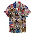 thumbnail image 1 of American Flag Patriotic Raccoon Hawaiian Shirt For Men Racoon Mens Hawaiian Shirts Short Sleeve Button Down Shirt Men, 1 of 7
