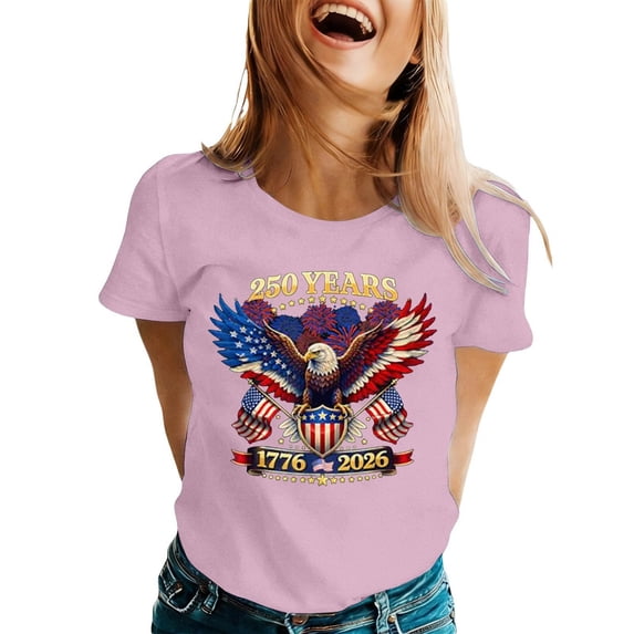 American Flag Patriotic T-Shirts Women 250th Anniversary V Neck Short Sleeve Summer USA Tops