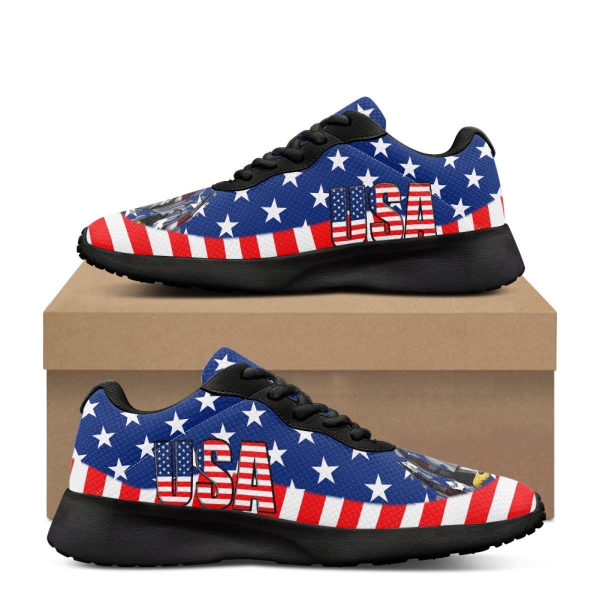 American Flag Pattern Brand Design for Women Casual Fitness Shoes