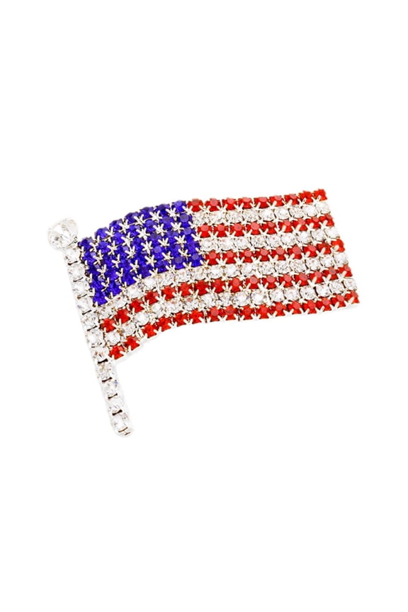 American Flag Pave Rhinestone Brooch