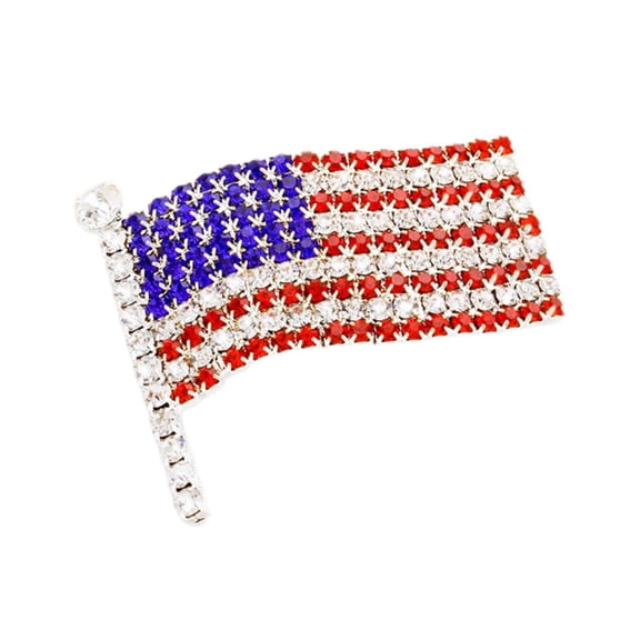 American Flag Pave Rhinestone Brooch