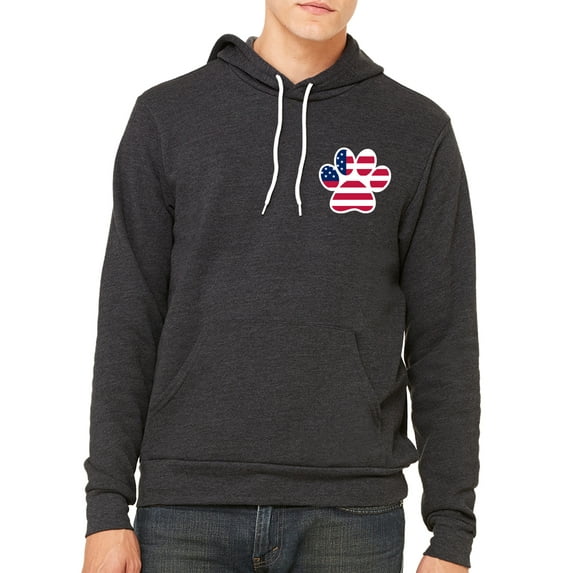 American Flag Paw Print, 4th of July Hoodies, Patriotic Hoodies - Charcoal MH200HOODPATRIOT S6 M