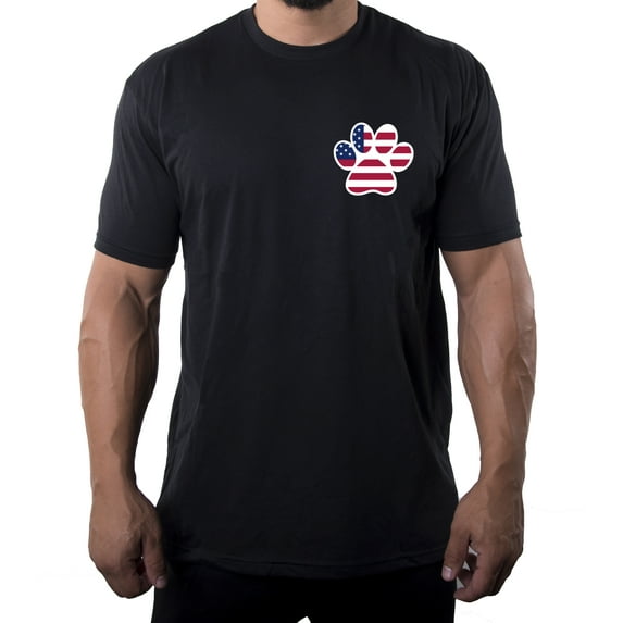 American Flag Paw Print, Men's Gaphic T-shirts, 4th of July Shirts - Black MH200PATRIOT S6 XL