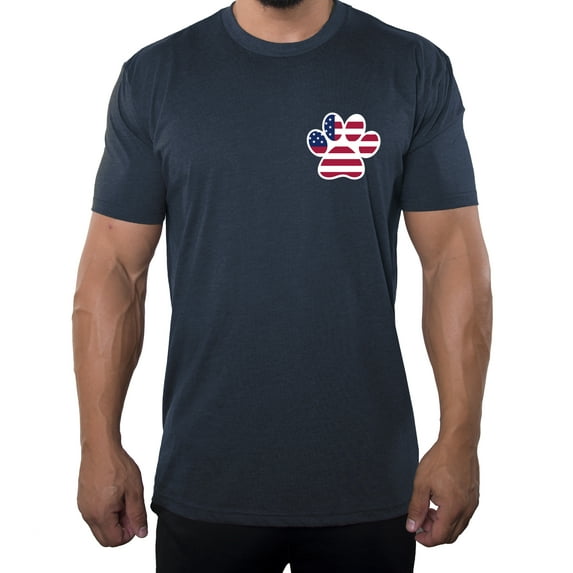 American Flag Paw Print, Men's Gaphic T-shirts, 4th of July Shirts - Heather Navy MH200PATRIOT S6 S