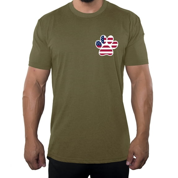 American Flag Paw Print, Men's Gaphic T-shirts, 4th of July Shirts - Olive Drab MH200PATRIOT S6 L