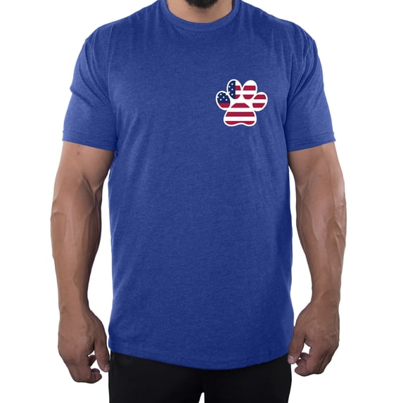 American Flag Paw Print, Men's Gaphic T-shirts, 4th of July Shirts - Royal MH200PATRIOT S6 3XL