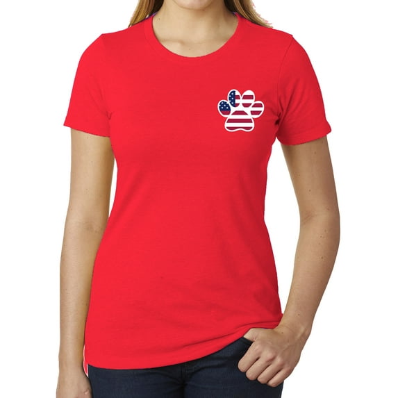 American Flag Paw Print, Women's Gaphic T-shirts, 4th of July Shirts - Heather Red MH200WPATRIOT S6 M