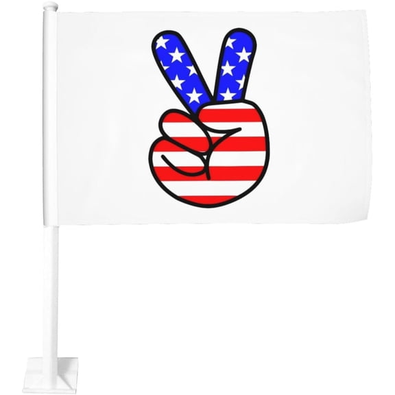 American Flag Peace Sign Car Flag 12x18 Inch Window Clip Flag - Double Sided Fade Resistant Outdoor Decoration Let Your Cars Stand Out