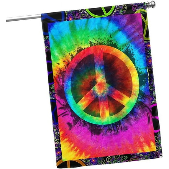 American Flag-Peace Sign Hippie Flag Imagine All The People Living Life In Peace Flag TPT597F, Garden Flag (11.5" x 17.5")-USA Flags Premium Polyester-Decorative Indoor Outdoor Flag