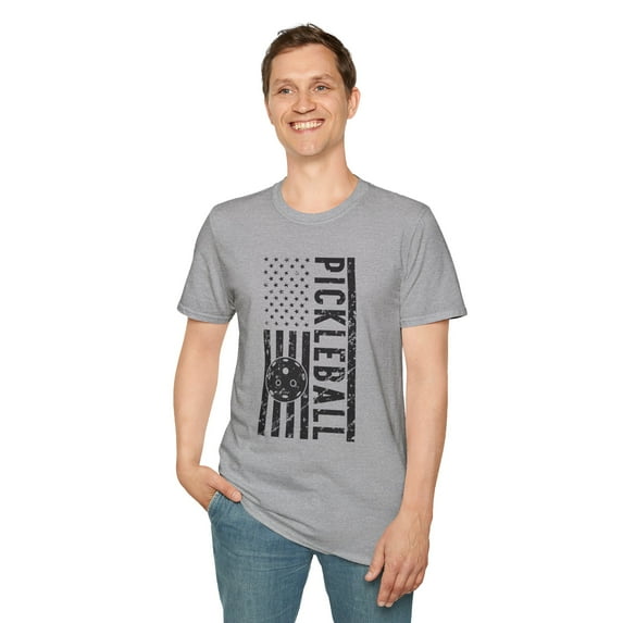 American Flag Pickleball, Gildan Unisex Softstyle Shirt, Graphic Tee, S-3XL