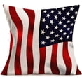 thumbnail image 1 of American Flag Pillow Covers Vintage Wood Red and White Irregular Stripe Decorative Throw Pillow Cover Cotton Linen US Flag Cushion Cover 18x18 Inch(Flag-B), 1 of 3