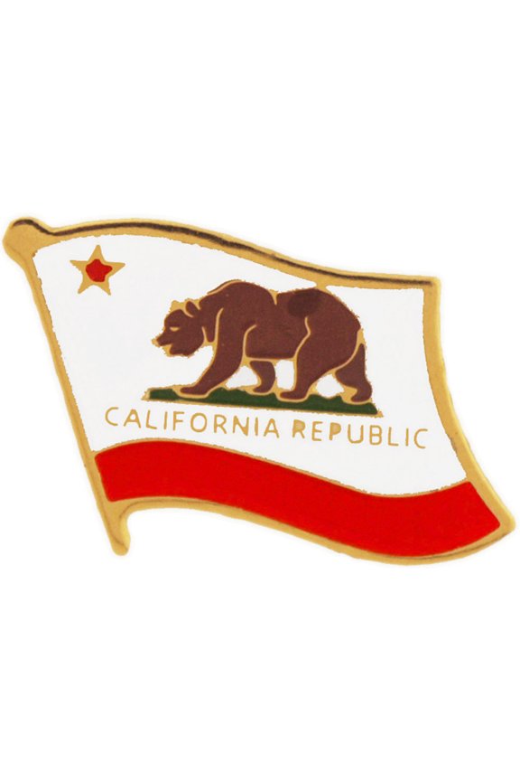 American Flag Pin, US STATES CALIFORNIA Flag - Novelty Patriotic Enamel Lapel PIN - 1"