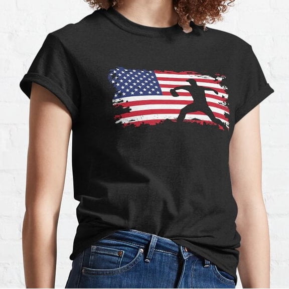 American Flag Pitcher Baseball Apparel Baseball Classic T-shirt