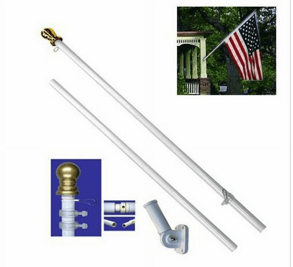 American Flag Pole Kit Wall Mount 6 Ft Spinning 3'x5' US Flag Gold Ball Steel