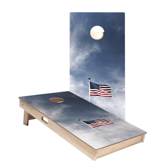 American Flag Pole Star Cornhole Boards