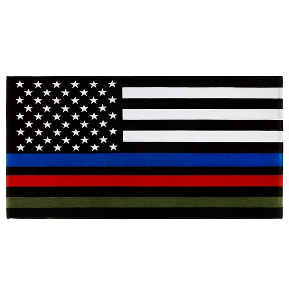 American Flag Police Firefighters Military 30 x 60 inch 100% Cotton Black and White USA Thin Blue line
