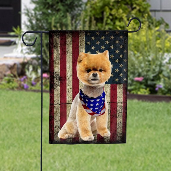 American Flag Pomeranian Dog Bandana American Flag 4th of july - Dog Flags - Decorations Garden Flag (11.5x17.5) Double Sided-USA Flags Premium Polyester-Decorative Indoor Outdoor Flag