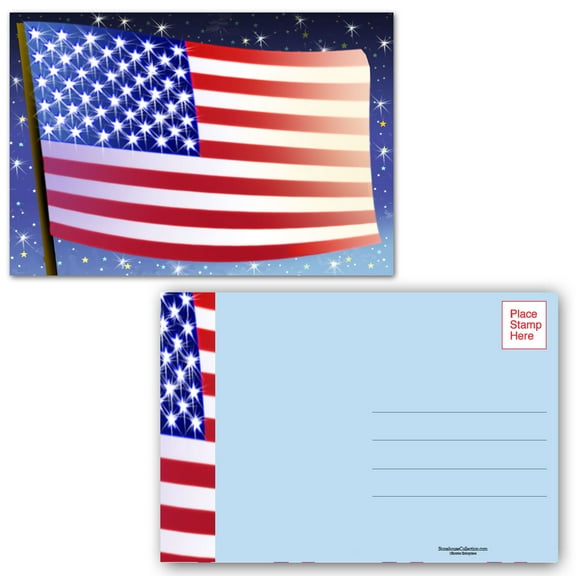 American Flag Postcards - 40 4x 6 Patriotic Postcards - USA - 17096