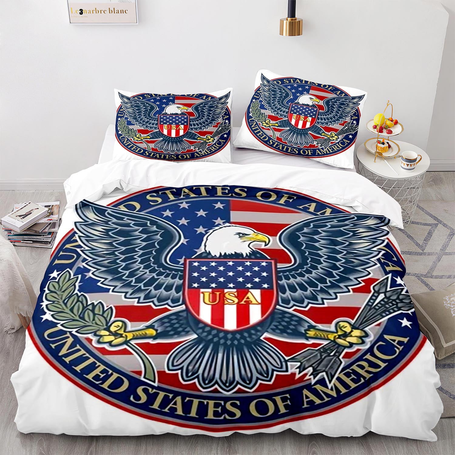 American Flag Print Bedding Sets, USA Patriotic Comforter Cover Stars ...