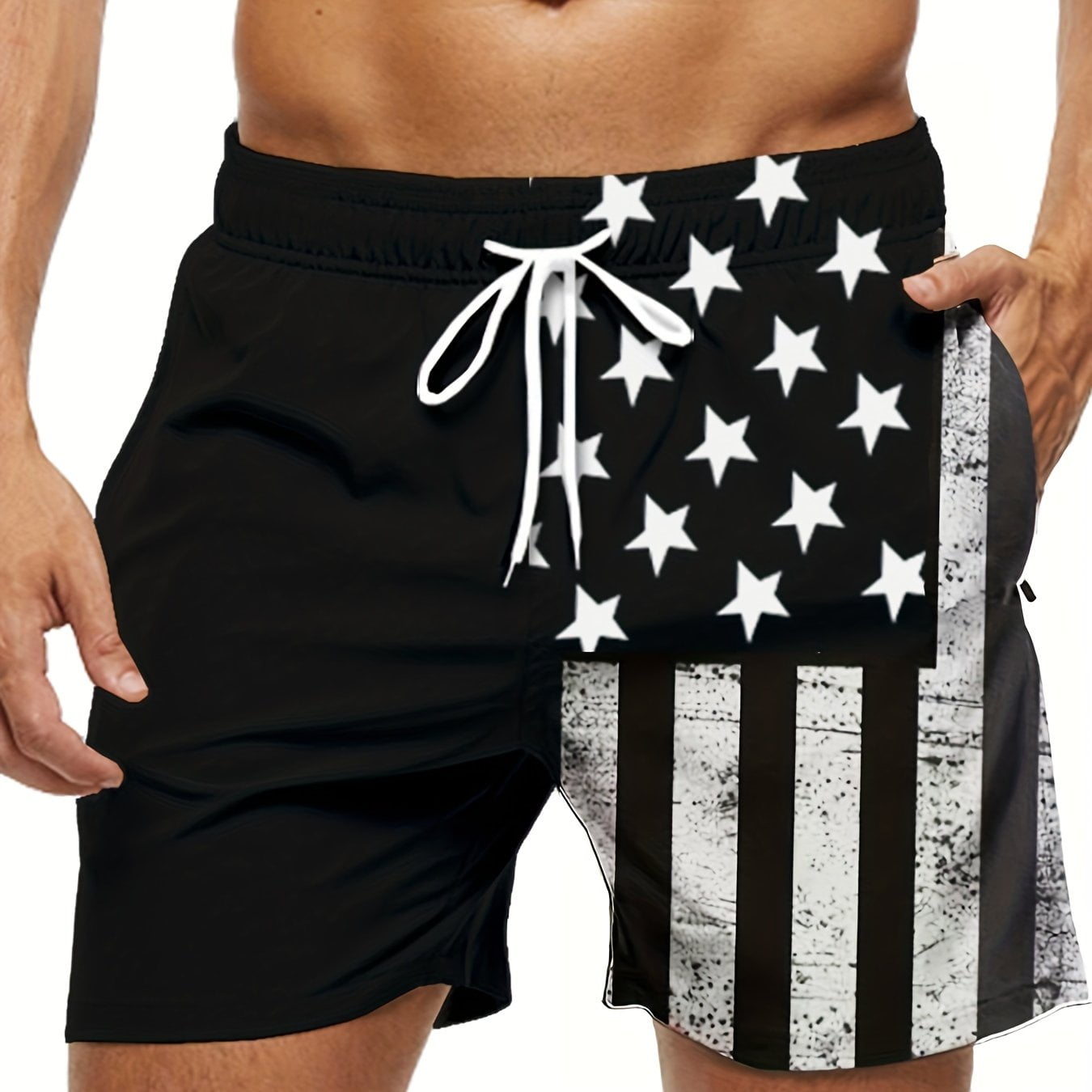 American Flag Print Swimwear Shorts Summer Men's Beach Shorts