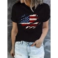thumbnail image 1 of American Flag Print T-Shirt, Independence Day Short Sleeve Crew Neck Casual Top For Summer & Spring, Women's Clothing, 1 of 5