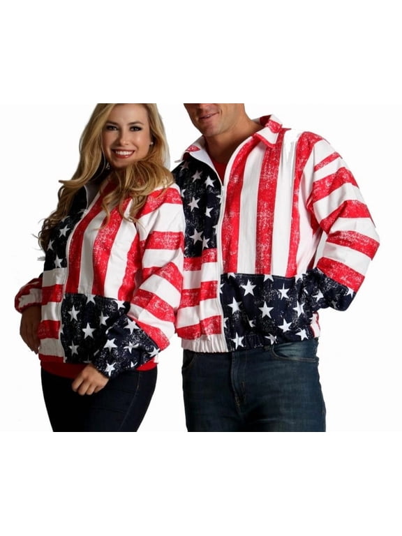 American Flag Print Unisex Zip-Up Jacket - 175709