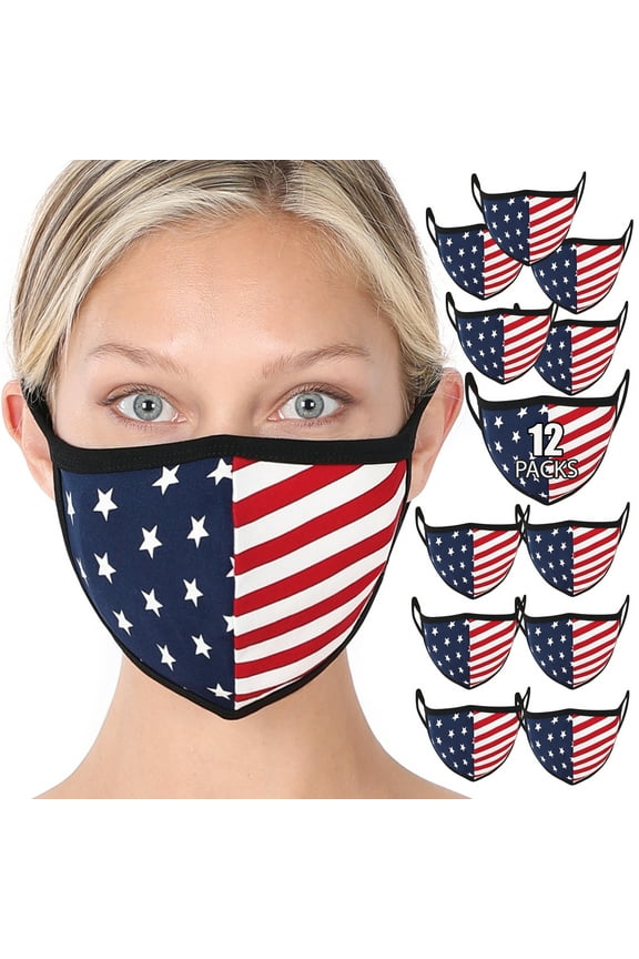 American Flag Print Washable Soft Cotton Lining Adults Unisex One Size Face Covering Mask