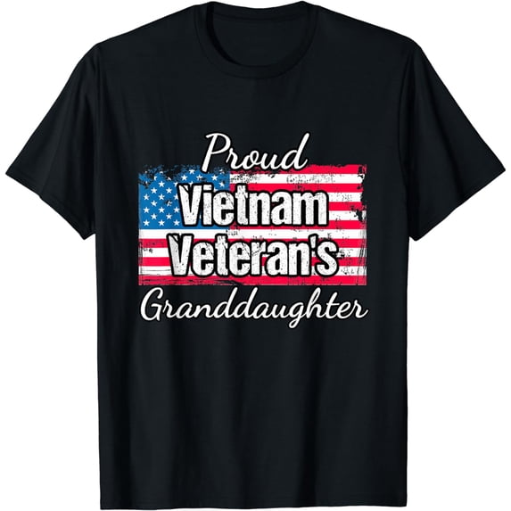 American Flag Proud Vietnam Veteran's Granddaughter Military T-Shirt
