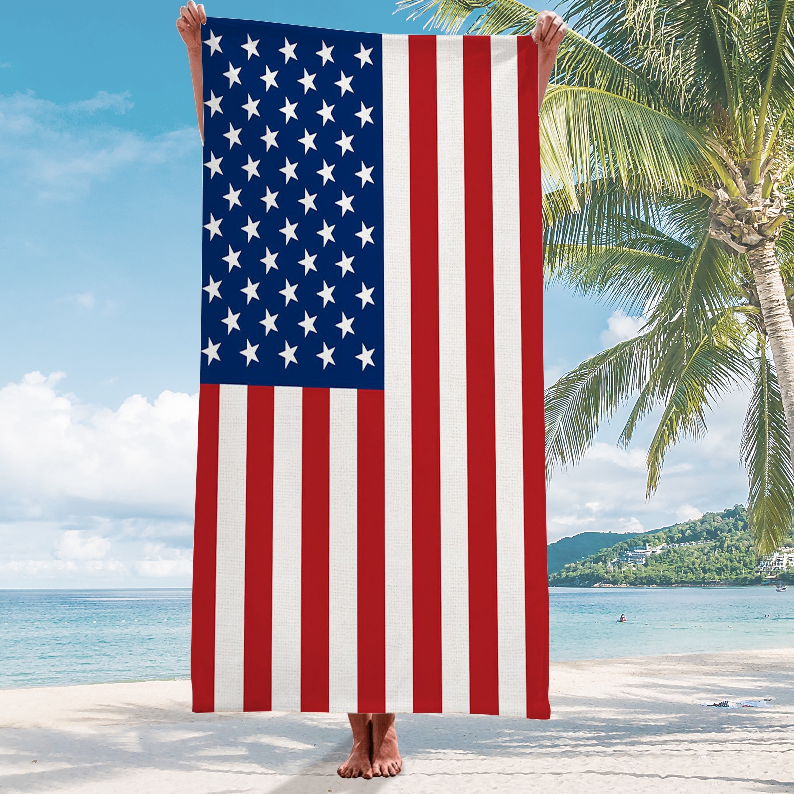 American Flag Quick Drying Beach Towel 4th of july Women Beach Towel