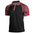 thumbnail image 1 of American Flag Raglan Shirts for Men Casual Summer Outdoor Short Sleeve Collared Golf T-Shirt Activewear, 1 of 3