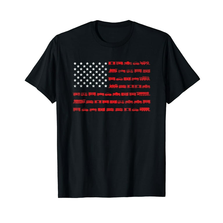 American Flag Railroad Train Conductor T-Shirt American Flag Railroad Train Conductor T-Shirt