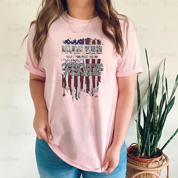 American Flag Railroad Worker Definition Funny Father's Day Job Art T-Shirt Unisex, up to 5XL