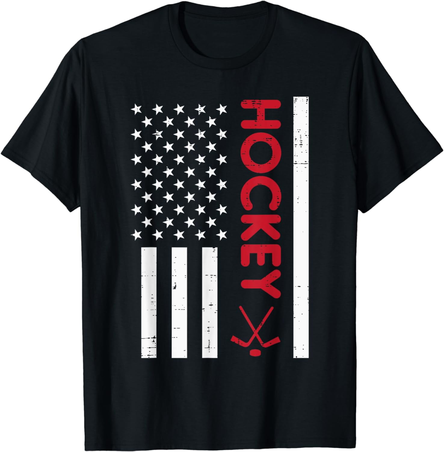 American Flag Red Ice Hockey Vintage Patriotic Player Goalie T-Shirt ...