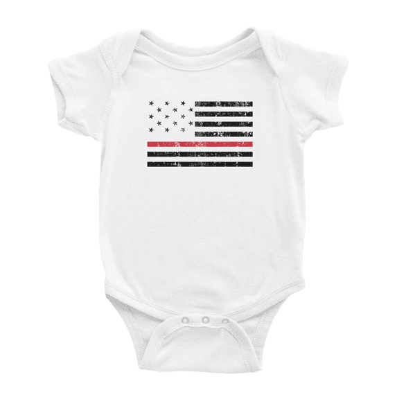 American Flag Red Line Cute Baby Clothing Bodysuits Boy Girl Unisex