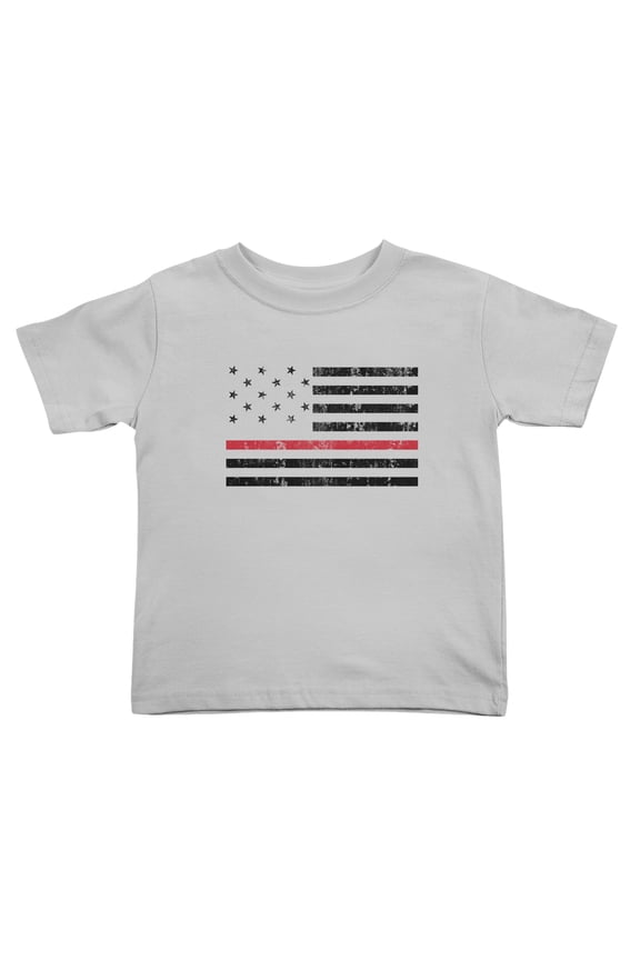 American Flag Red Line Funny Toddler T-Shirts for Boys Girls (Gray, Youth M)