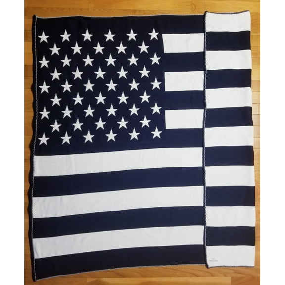 American Flag Reversible Blanket (Hand Knitted)