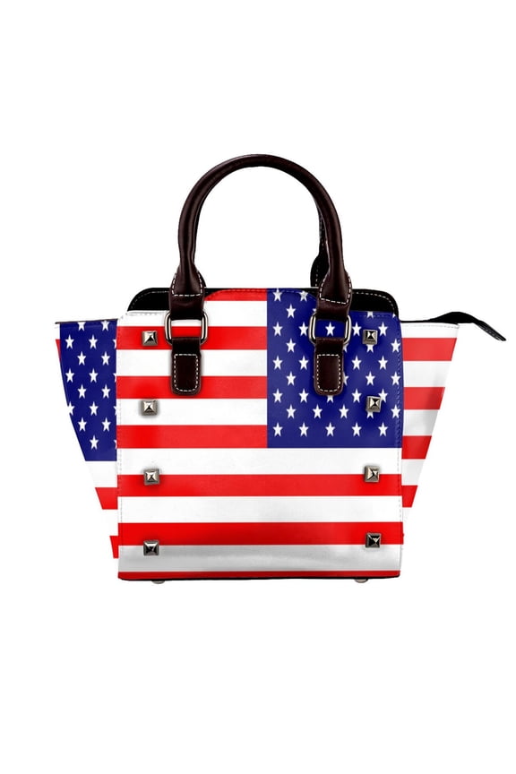 American Flag Rivet Fashion One-Shoulder Women's Handbag Tote Bag