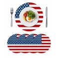 thumbnail image 1 of American Flag Round 13 Inch Placemats Set of 4, Blue Red USA Flag HeatResistant Non Slip Place Mats for Dining Table, Wipeable Braided Kitchen Table Mats for Housewarming, 1 of 9