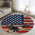thumbnail image 1 of American Flag Round Area Rug 4 FT, Non Slip Indoor Outdoor Rug, Eagle Blue Red USA Flag Retro Washable Soft Circular Carpet Non-Shedding Floor Mat for Coffee Table Nursery Foyer Balcony, 1 of 8