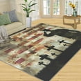 thumbnail image 1 of American Flag Rug, Soldier Silhouette Area Rug - Non-Slip Washable Rugs for Living Room, Cross Indoor Carpet for Bathroom - Old Style Decor 4x6ft, 1 of 6