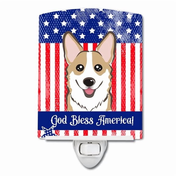 American Flag & Sable Corgi Ceramic Night Light