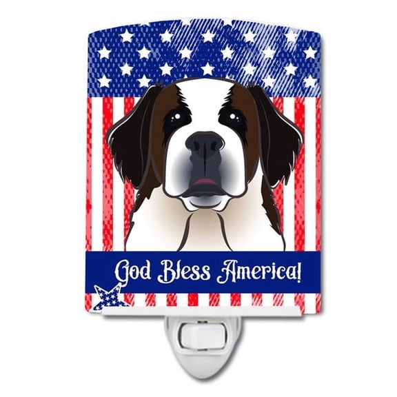 American Flag & Saint Bernard Ceramic Night Light
