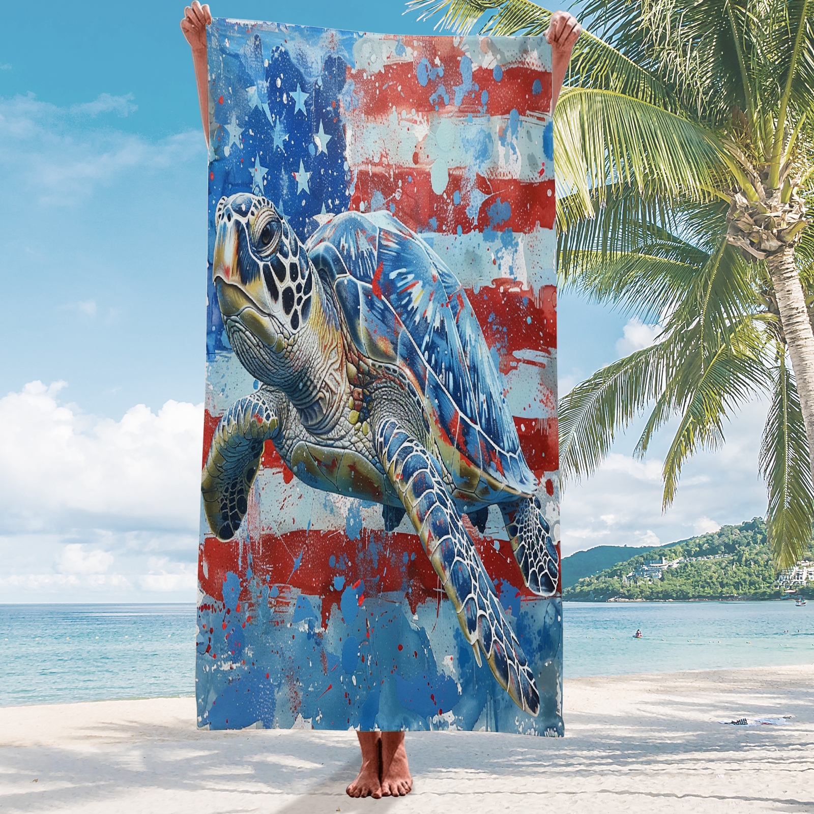 American Flag Sand Repellent Beach Towel 4th of july Beach Towel For