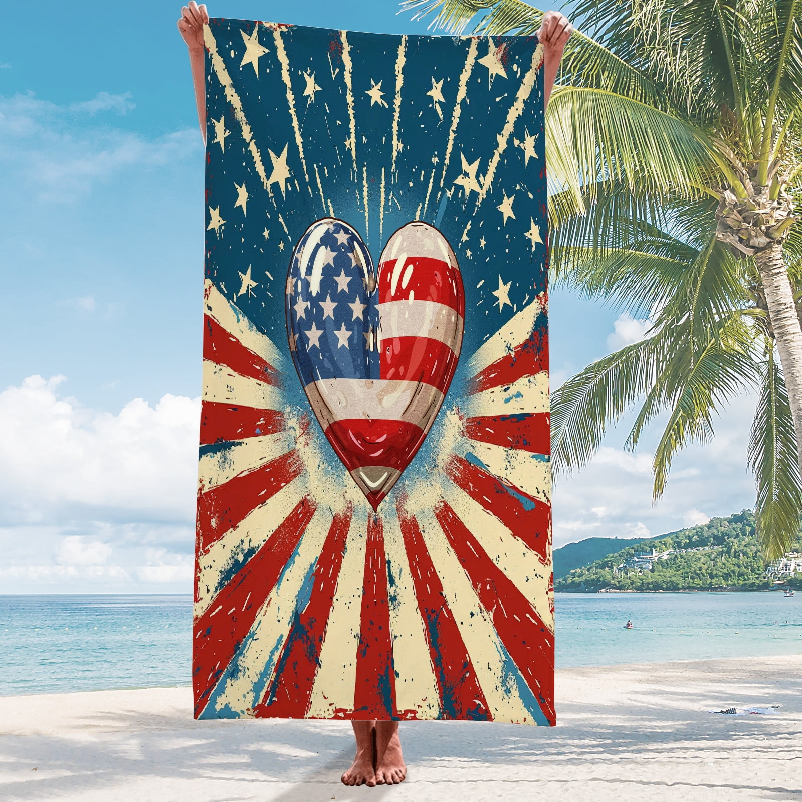 American Flag Sand Repellent Beach Towel 4th of july Microfiber Beach