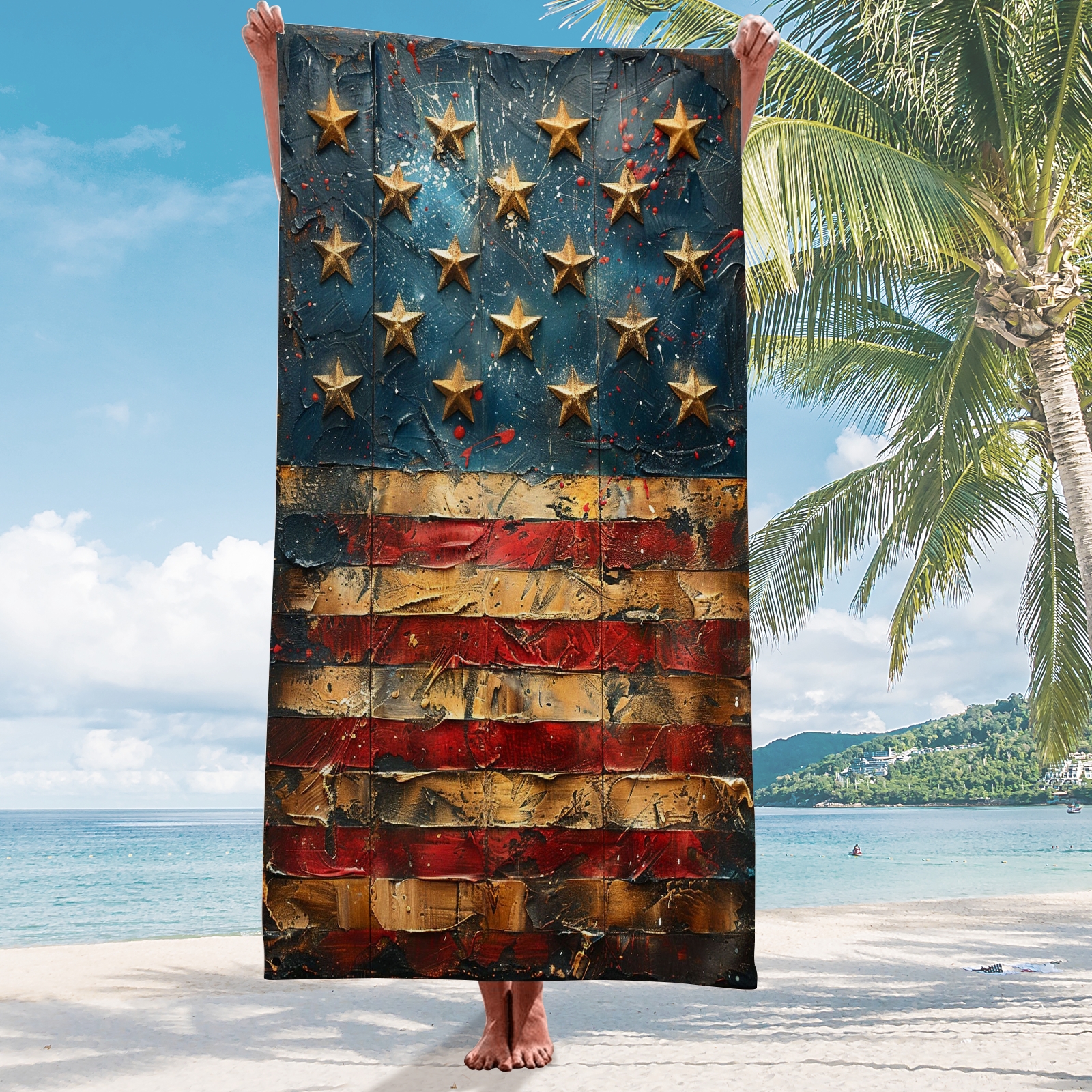 American Flag Sand Repellent Beach Towel 4th of july QuickDry Beach