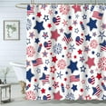 thumbnail image 1 of American Flag Satrs Shower Curtain, 4th of July Independence Day Red Blue Strip Stars Holiday Home Bathtubs Bathroom Decorations Machine Washable Durable Fabric Shower Curtain Sets with Hooks, 1 of 4